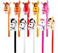 10 Pcs 40 Inch Inflatable Stick Horse Pony Stick Balloon Colorful Blow Up Horse Head Stick for Kids Adults Christmas Cowboy Cowgirl Horse Party Birthday Decor