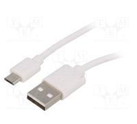 10 pcs : 43837 - Cable, USB 2.0, USB A plug,USB B micro plug, 1m, white