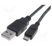 10 pcs : 46800 - Cable, USB 2.0, USB A plug,USB B micro plug, 1m, black