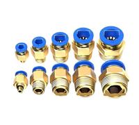 10 PCS 4mm 6mm 8mm 10mm 12mm Pneumatic Air Connector 1/8", 1/4", 3/8" and 1/2" Thread Quick Connectors for Hoses (PC10-02)