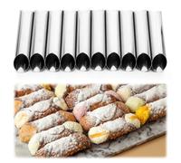 10 Pcs 5 inch Cannoli Tubes Molds, Large Stainless Steel Cannolis Tubes, Non-Stick Cannoli Forms Cream Horn Danish Pastry Molds for Croissant Shell Cream Roll