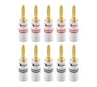 Nakamichi Excel Series 24K Gold Plated Banana Plug 12-18 AWG Gauge Size 4mm for Speakers Amplifier Hi-Fi AV Receiver Stereo Home Theatre Audio Wire Cable Screw Connector (10 Pcs (5-Pairs))