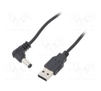 10 pcs : 55158 - Cable, USB A plug,DC 5,5/2,1 plug, black, 1m, Core: Cu