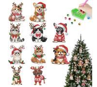 10 Pcs 5D DIY Christmas Diamond Painting Ornaments Kit, 5D DIY Diamond Painting Tree Decorations for Beginner, Rhinestone Hanging Ornament for Christmas Tree Party Supplies-02