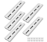 10 Pcs 6 Inch Aluminum DIN Rails, Top Hat Slotted DIN Rail, 7.5 mm Height x 35 mm Width x 6 Inch Length, with 20 Pcs MXU-DIN-100 Screws for Hardware Components Mounting