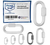 10 pcs 6-mm V4A Stainless Steel Screw Carabiner Short Straight Robust Shape Breaking Load 1200 kg Screw Connector Chain Connector Emergency Screw Chain Quick Release Fastener