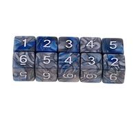 10 Pcs 6-sided Game Dice 16 mm Dice for Board Games/Teaching Math Blue+Grey