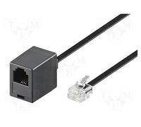 10 pcs : 68260 - Cable: telephone, RJ11 socket,RJ11 plug, 6m, black