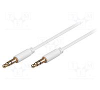 10 pcs : 69112 - Cable, Jack 3.5mm 3pin plug,both sides, 1.5m, white, Øout: 2.6m