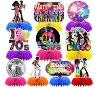 10 Pcs 70s Disco Party Decorations，Back to 70s Honeycomb Centerpieces for Retro Theme Birthday Music Party Supplies Dancing Queen Party Decorations Retro Table Decor for 1970s