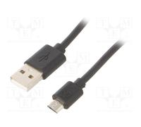 10 pcs : 72227 - Cable, USB 2.0, USB A plug,USB B micro plug, nickel plated, 1m