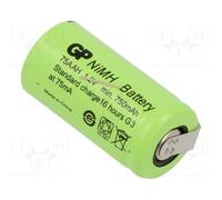 10 pcs : 75AAH - Re-battery: Ni-MH, 2/3AA,2/3R6, 1.2V, 750mAh, soldering lugs