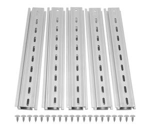 10 Pcs 8 Inch Aluminum DIN Rails, Top Hat Slotted DIN Rail, 7.5 mm Height x 35 mm Width x 8 Inch Length, with 20 Pcs MXU-DIN-100 Screws for Hardware Components Mounting