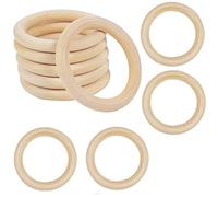 10 PCS 80mm Unfinished Wooden Rings for Craft, Nature Solid Wood Rings for DIY Crafts Without Paint, Macrame Wooden Rings for Ring Pendant and Connectors Jewelry Making