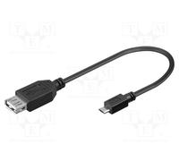 10 pcs : 95193 - Cable, USB 2.0, USB A socket,USB B micro plug, 0.2m, black, PVC