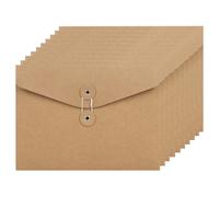 10 Pcs A5 Kraft Paper Envelopes File Folders Pockets Project Folder Documents Paper Wallet Bag with String & Button Closure Portfolio Paperwork Organiser Presentation Pouch for Office School Home