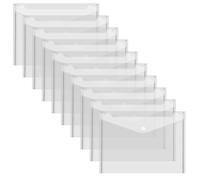 10 Pcs A5 Plastic Wallets, Clear Document Folders with Popper Waterproof Transparent Plastic Envelope Files Snap Button for School Home Office Travel Paperwork Organization (24x17cm)