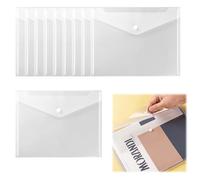 10 Pcs A5 Plastic Wallets & Clear Plastic Envelopes with Snap Button, 24cm X 17cm Small Wallets Waterproof Document Folders for School Office Travel Paper Organization (A5 Filing Envelopes)