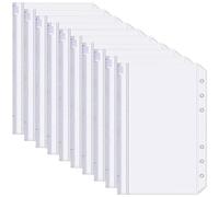 10 Pcs A5 Plastic Zipper Budget Transparent Waterproof Binder Pockets 6 Holes Binder Wallets A5 Budget Binder Pockets for Photos Money Cash Name Card Bank Cards