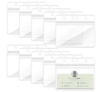 10 Pcs A6 Horizontal Extra Large Portrait Clear ID Badge Card Holders Plastic Pocket Pouches 16 x 13 cm Card Sleeve Name Tag Badges ID Holder Holds 155 x 110 mm for Passport ID Cards Business Office