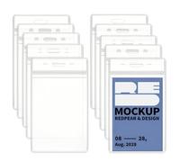 10 Pcs A6 Lanyard Card Holder Clear, Vertical Extra Large Portrait Clear PVC Card, Badge Holder Waterproof, Card Sleeve Name Tag Badges ID Holder Holds for Proximity Key Driver License and Credit