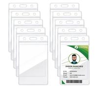 10 Pcs A6 Large Vertical Card Holders Portrait Clear ID Badge Holders Plastic Pocket Pouches 18.2x11.8cm Card Sleeve Name Tag Badges ID Holder Holds 15.5x10.8cm for ID Cards, Office, School