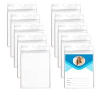 10 Pcs A6 Vertical Badge Holders - Clear PVC ID Card Holders with Zip Seal, 145 x 105mm for Work, Conference, Concert Access Control