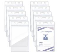 10 Pcs A6 Vertical Extra Large Portrait Clear ID Badge Card Holders Plastic Pocket Pouches 17 x 11.5 cm Card Sleeve Name Tag Badges ID Holder Holds 145 x 105 mm for Passport ID Cards Business Office