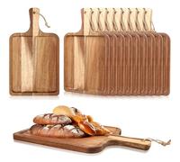 10 Pcs Acacia Wood Cutting Board with Handle Chopping Boards Decorative Charcuterie Platter Pizza Serving Cheese Fruit Tray Board for Kitchen Christmas Counter Table Decorate (35 x 20 cm)