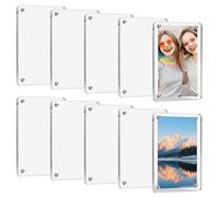 10 PCS Acrylic Fridge Magnetic Frame, 9 x 6 cm Mini Photo Frames for Fridge Frameless Picture Frames Clear Magnetic Photo Frame Transparent Double Sided Photos Block