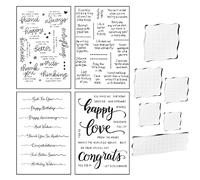 10 Pcs Acrylic Stamp Set with 6 Acrylic Blocks, 4 Transparent Silicone Stamp Seals for Scrapbooking & Crafts