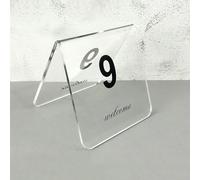 10 Pcs Acrylic Tent Style Table Numbers, 1-10 11-20 21-30 31-40 41-50 51-60 Fast Restaurant Number Plate Seating Sign Stand Up Sign Double-Sided Digital Number Plate