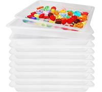 10 Pcs Activity Plastic Art Trays,Stackable Craft Tray,Flat Storage Tray,Serving Organizer Tray for Kids,School,Home,Painting,Beads,DIY Projects,11 x 8.27 x 1.18 Inch(Clear)