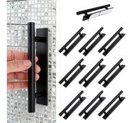 10 PCS Adhesive Cabinet Handles, Self Stick Door Handles ABS Plastic Pulls Push Peel and Stick Pull Helper Drawer Pulls No Drill Design Stick on Handle for Cabinet Wardrobe Furniture Door (Black)