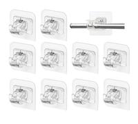 10 PCS Adhesive Curtain Hooks , No Drill Curtain Pole Brackets, Self Adhesive Curtains Pole Brackets for Easy Installation, Strong Hold for Various Curtains Types, Included for Complete Window Solutio