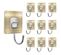 10 Pcs Adhesive Hooks, Sticky Hooks, 77lb/30 kg (Max) Heavy-Duty Self-Adhesive Hooks Wall Hooks, Adhesive Hooks for Hanging, Removable Traceless Stainless Steel Sticky Hook for Home Bathroom Kitchen