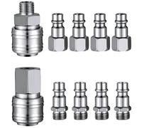 10 Pcs Air Line Hose Euro Connectors, Airline Hose Compressor Fittings 1/4" BSP Connector Thread Quick Release Connector Fittings Set