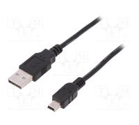 10 pcs : AK-300130-030-S - Cable, USB 2.0, USB A plug,USB B mini plug, nickel pl