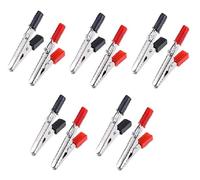 10 pcs Alligator Clips Electrical Test Cable Crocodile Clips Metal Alligator Clips Crocodile Electrical Test Clamps Assortment Kit for Laboratory Testingwith Plastic Hands Red Black Kit