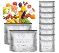 10 Pcs Aluminum BBQ Cooking Bags - Food Storage Containers, Reusable Sealable Stand Up Containers with Zip and Label | For Kitchen Camping Meat Fish Vegetables