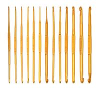 10 Pcs Aluminum Crochet Hooks Set Knitting Needles Ergonomic Handle Crochet Hook Needles for Yarn Craft Size 2mm 3mm 4mm 5mm 6mm 7mm 8mm 9mm 10mm(Gold)