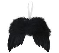 10 Pcs Angel Wings for Christmas Tree Ornament, 16×14 CM Hanging Angel Feather Wings Vintage Black Feather for Crafts DIY Xmas Decoration Home Wedding Prop Party Decor (Black, 10)