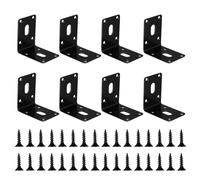 10 Pcs Angle Brackets for Wood, Corner Brackets, Heavy Duty Black Metal L Brackets for Raised Garden Bed, Fixing Repairing Jointing Furniture Shelves Connector Brackets, with Screws (70x70x50mm)
