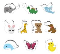 10 Pcs Animals Cookie Cutters Shapes Baking Set, Stainless Steel Sandwich Cutters for Children, Cute Animal Biscuit Cutters for Birthday Party Easter DIY Cake Decoration