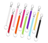 10 Pcs Anti-Lost Stretchy Spiral Keyrings with Retractable Carabiner, Color Carabiner, Theftproof Anti-Lost Stretch Cord Safety Key Ring, Durable EVA Plastic Key Holders for Keys, Wallet, Phone