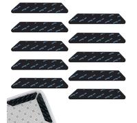 10 Pcs Anti Slip Rug Underlay Washable Reusable Trapezoidal Grippers 25 x 130mm Carpet Pad for Hard Floors Prevent Curling and Hold Rugs in Place Black Design