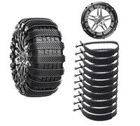 10 PCS Anti Snow Chains，Portable Snow Tire Chain for Sedans，Pickup Trucks & SUV - Emergency Snow Plastic Non-Slip Cable Tie - Snow Mud Chains for Winter Driving & Muddy Road (Black)