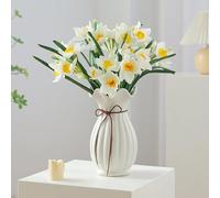 10 Pcs Artificial Daffodil Flowers, 18" Long Stem Artificial Narcissus Blossom Silk Flower Faux Daffodils for Home Kitchen Wedding Decor, DIY Floral Arrangements, Table Centerpieces