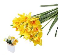 10 Pcs Artificial Daffodils Flowers Narcissus Faux Spring Flowers Fake Silk Daffodil DIY Flower Arrangement for Outdoor Garden, Porch, Wedding, Home Decor