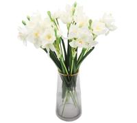 10 Pcs Artificial Daffodils Flowers Narcissus Faux Spring Flowers Fake Silk Daffodil Flower Arrangement for Indoor Outdoor Home Wedding Decor (20,White)